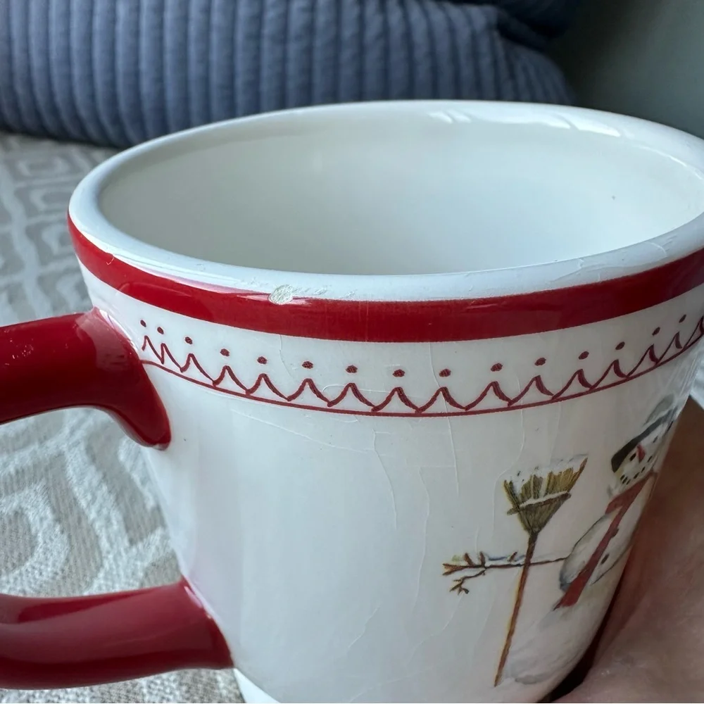 Williams Sonoma Christmas Icons 2010 Snowman Mug with Red Handle